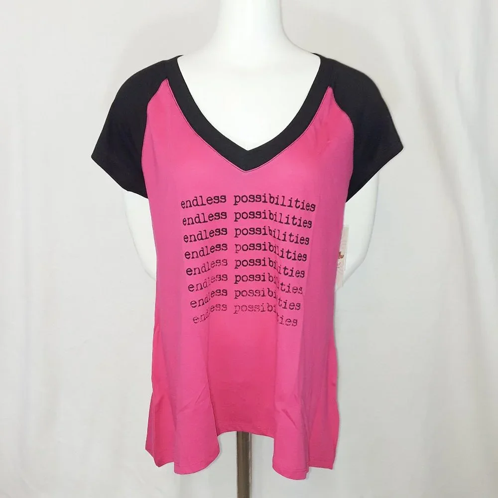 Endless Possibilities Pink Lotus Black & Hot Pink Tee Shirt - Picture 1 of 6